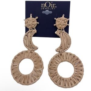 nOir drop braided straw lightweight long earrings- New